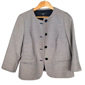 Talbots Black and White Pinstripe Blazer. 12P. G0097